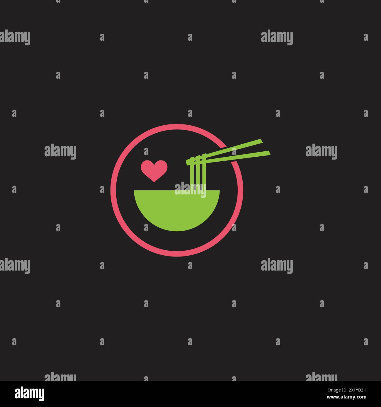 love heart carino noodle bown logo vettoriale Illustrazione Vettoriale