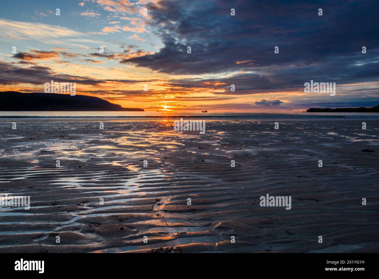 Scottish Sunset; Regno Unito, Scozia, Durness Foto Stock