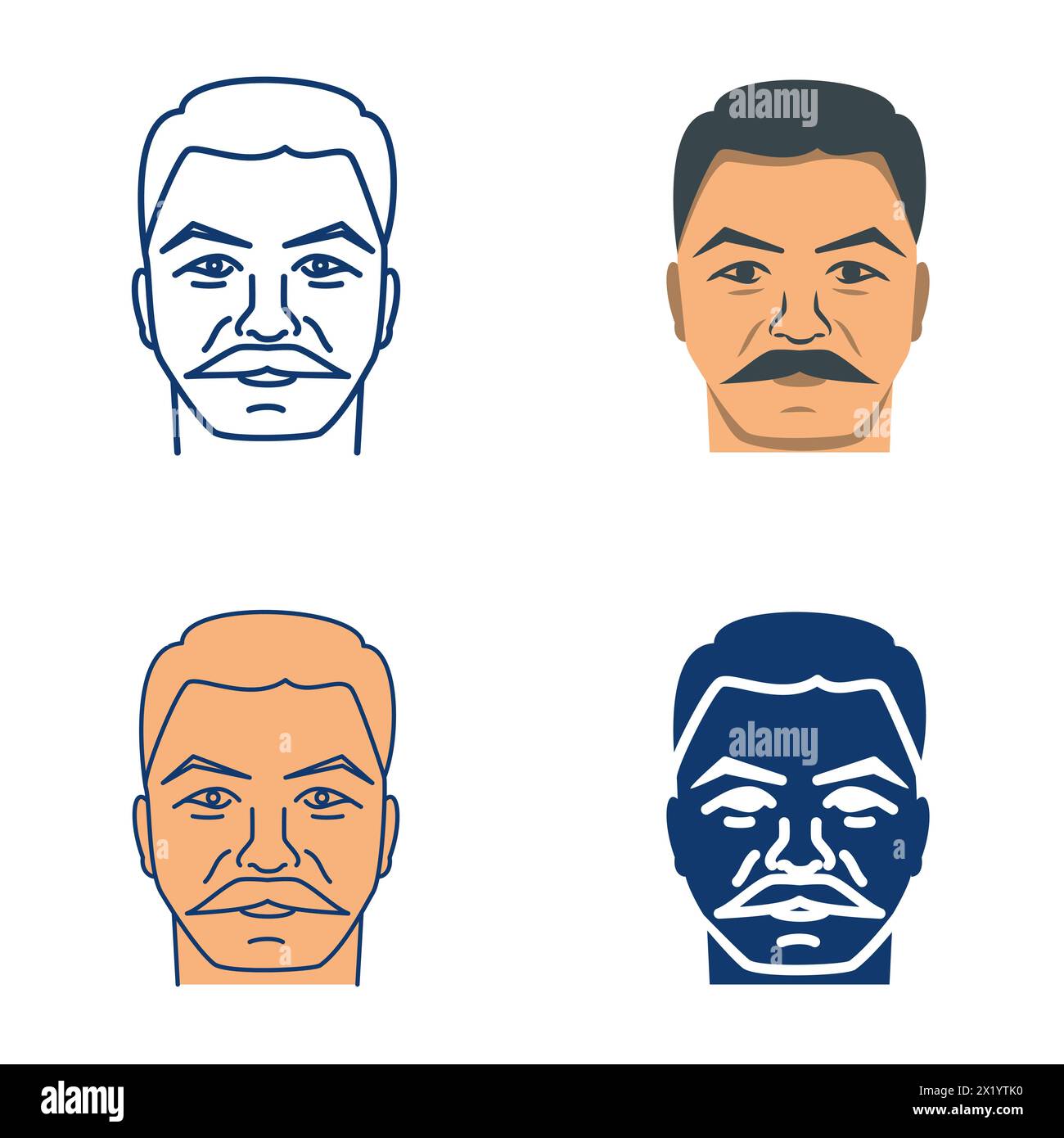 Set di icone del leader sovietico Joseph Stalin. Illustrazione vettoriale. Illustrazione Vettoriale