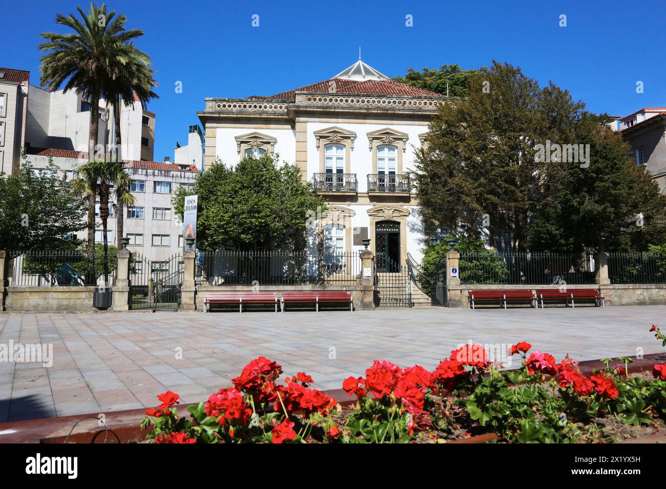 Palacete de las Mendoza, Plaza de Alonso de Fonseca, Pontevedra, Galizia, Spagna. Foto Stock