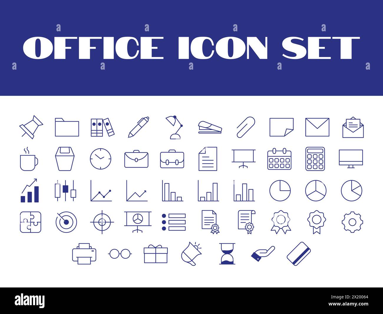 Icone di Line Office Set icone di illustrazione di Vector Office Business Set Illustrazione Vettoriale