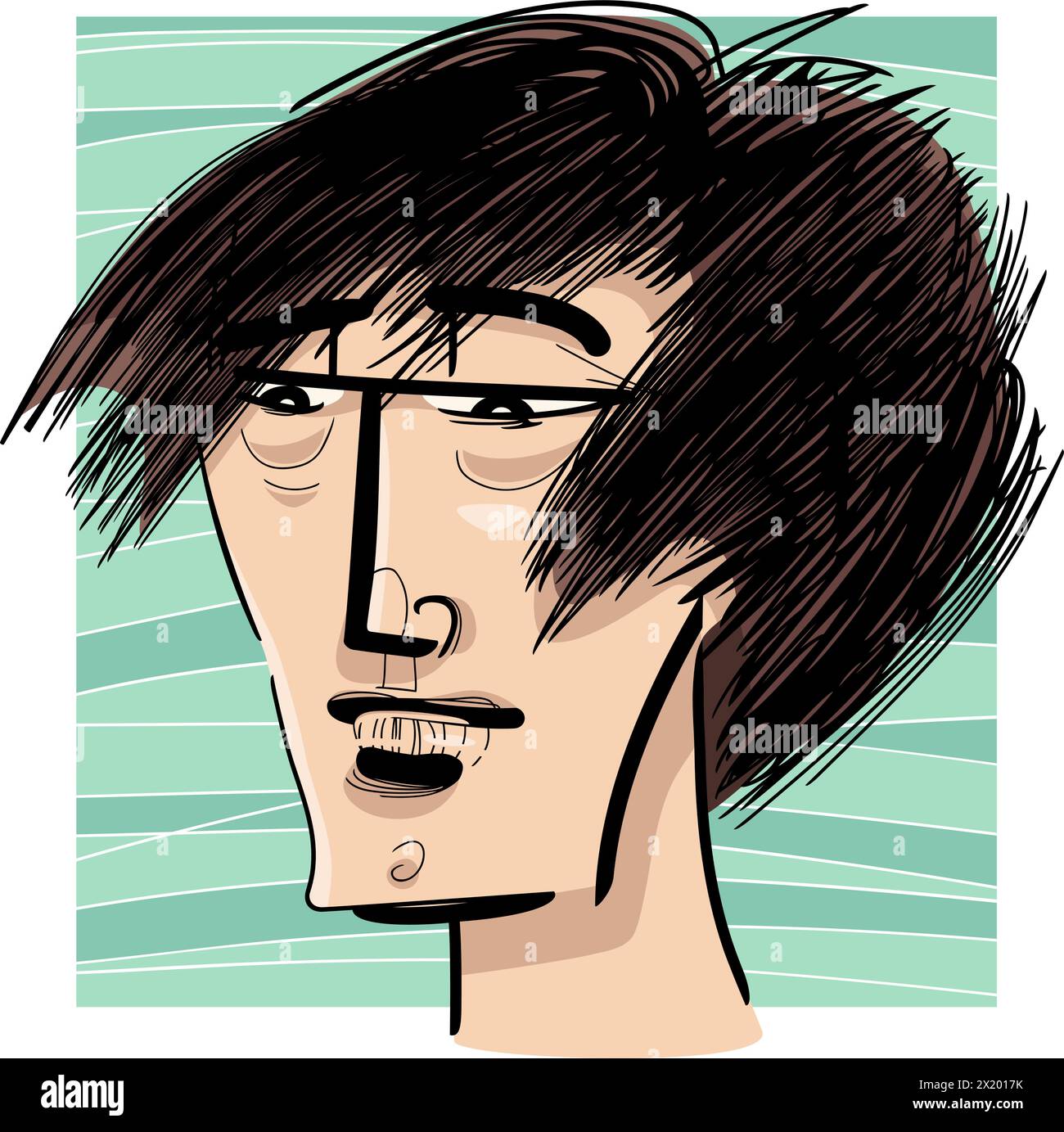 giovane uomo ritratto caricatura schizzo cartone animato disegno illustrazione Illustrazione Vettoriale