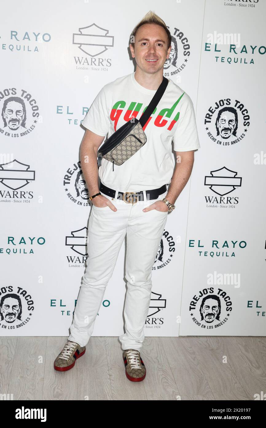 Londra, Regno Unito. 18 aprile 2024. John Galea partecipa alla festa di lancio VIP di Trejo's Tacos presso il Trejo's Tacos a Notting Hill, Londra. (Foto di Cat Morley/SOPA Images/Sipa USA) credito: SIPA USA/Alamy Live News Foto Stock