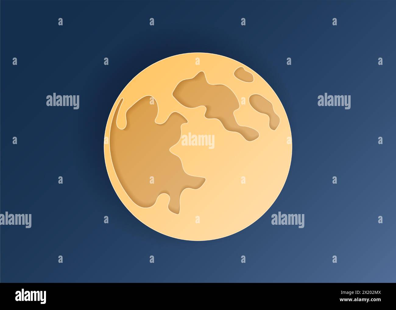 Elemento meteorologico tagliato in carta della luna sul cielo blu notte Illustrazione Vettoriale