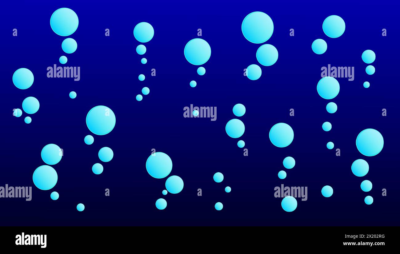 bolle d'acqua profonda. sfondo blu Illustrazione Vettoriale