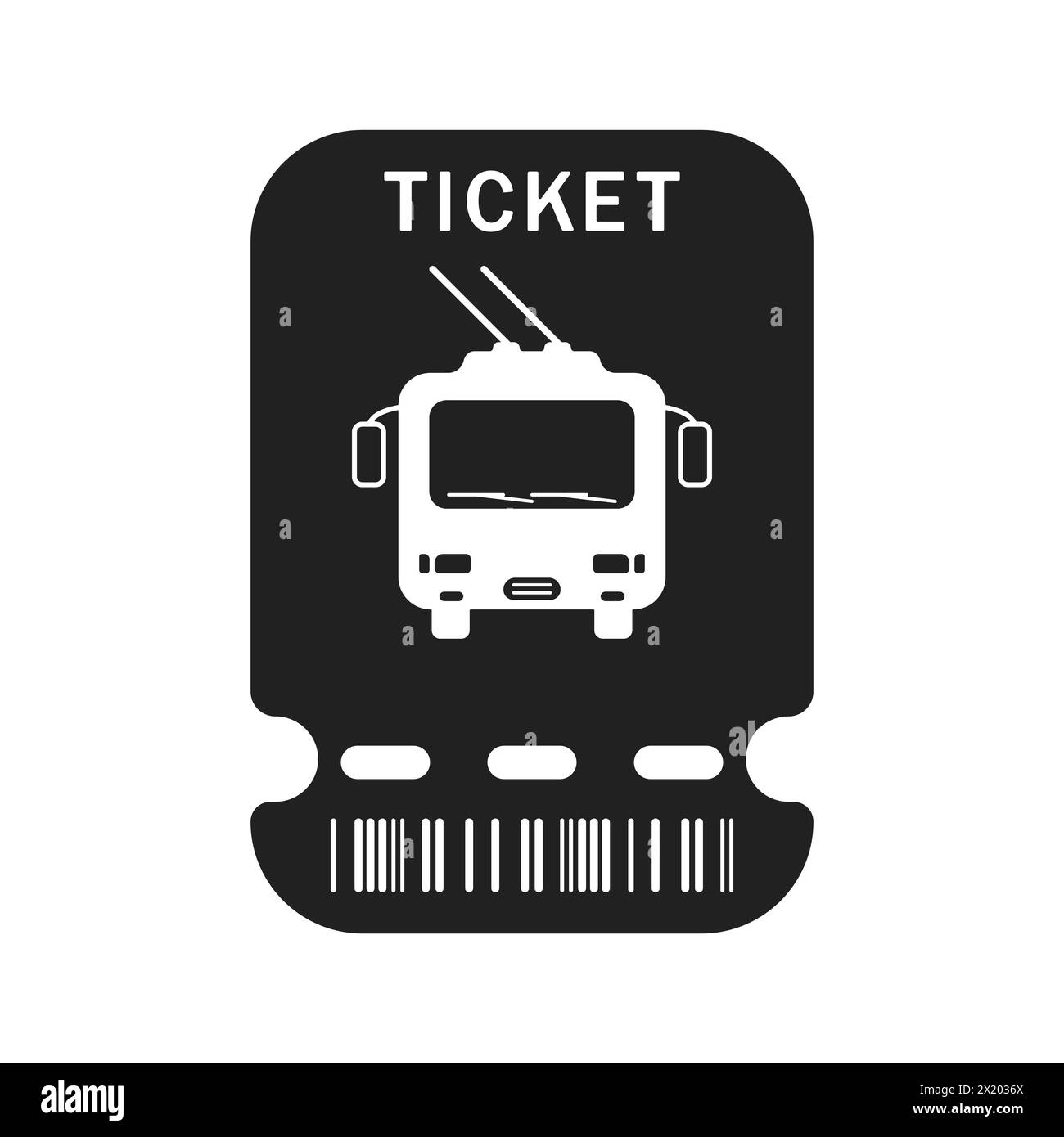 Vettoriale del biglietto per la città. Prenotazione di un biglietto per il viaggio. Biglietto turistico per il filobus. Icona nera della carta d'imbarco. Documento di registrazione passeggeri, trolley Illustrazione Vettoriale
