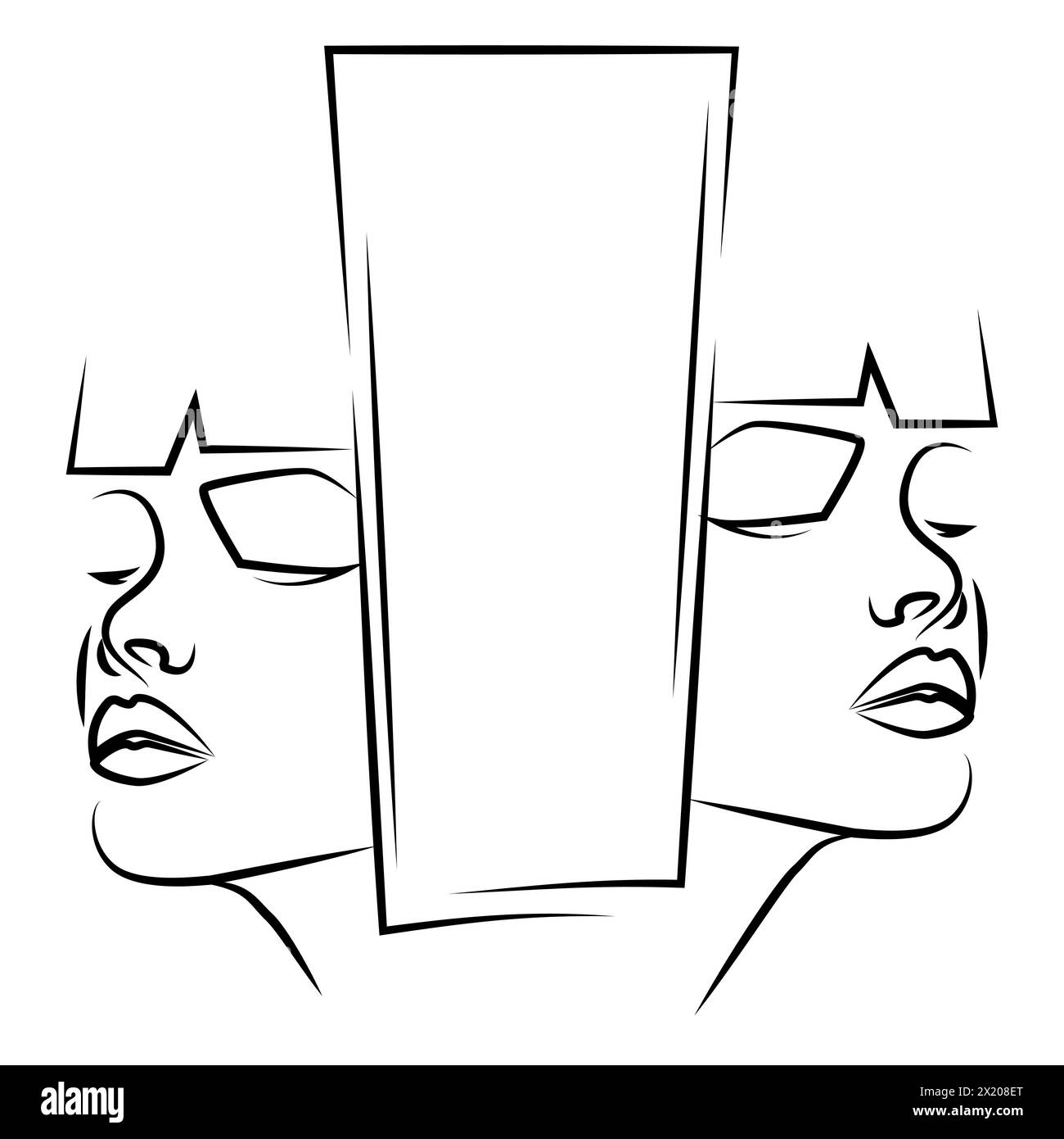 Logo astratto minimalista con una linea di disegno. Ritratto dello studio di bellezza femminile. Stile lineare modello vettoriale estetico su sfondo bianco. Illustrazione Vettoriale