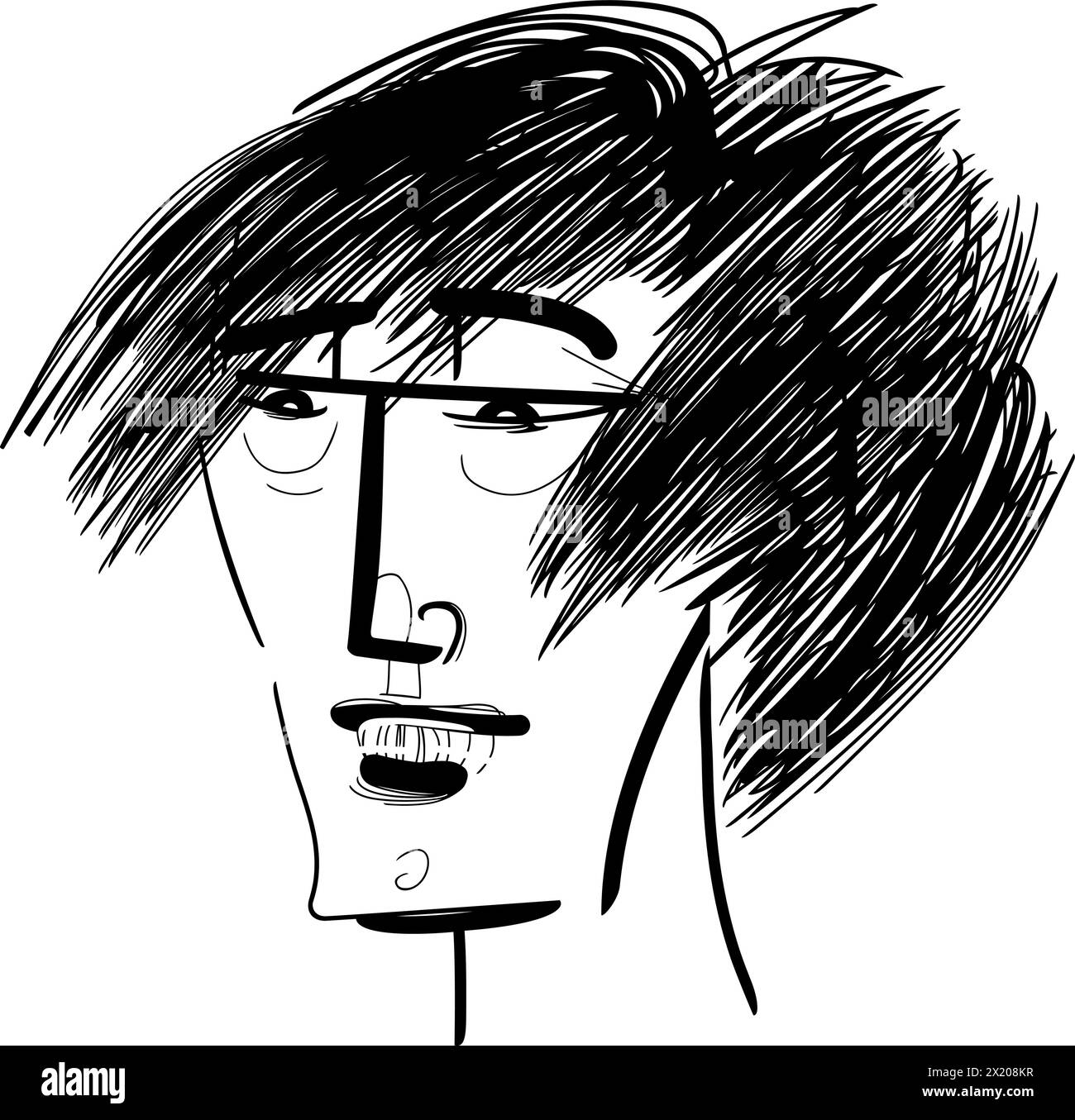 uomo ritratto caricatura disegno fumetto illustrazione Illustrazione Vettoriale