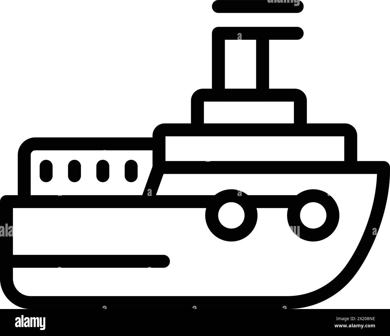 Il vettore dell'icona della nave da guerra. Nave da guerra marittima. Nave militare armata Illustrazione Vettoriale