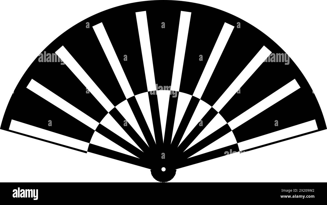 Icona ornamentale del ventilatore a mano asiatico, concetto di cultura tradizionale Illustrazione Vettoriale