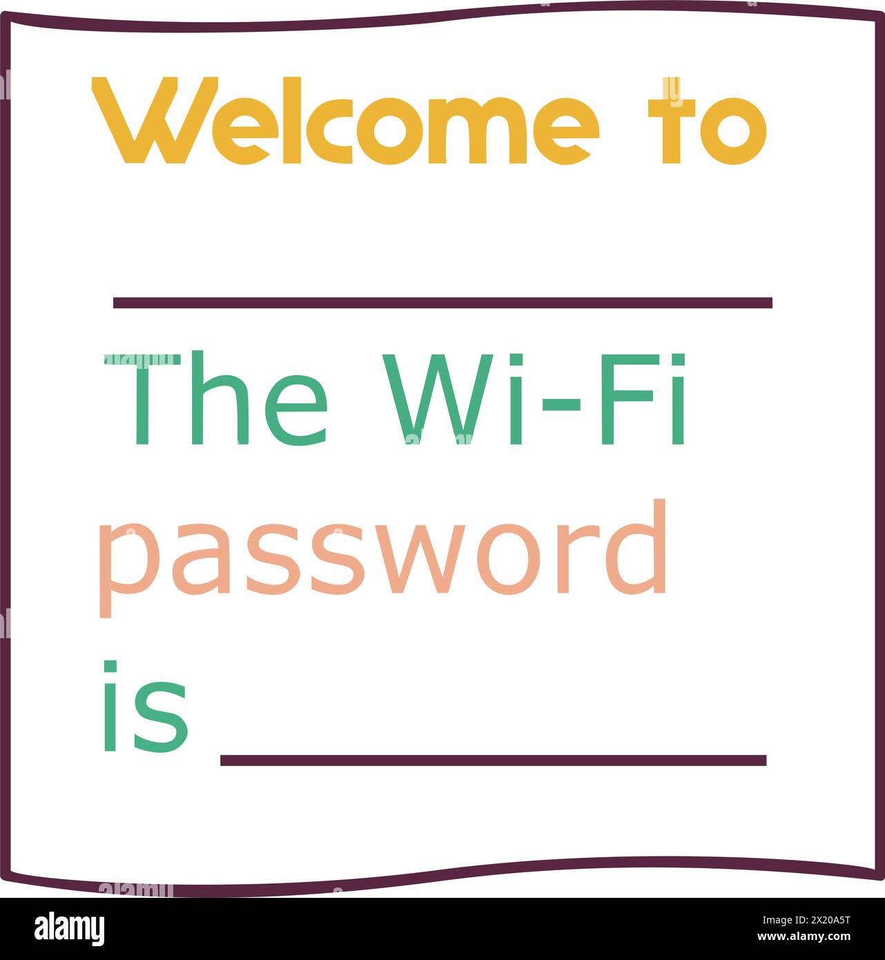 Password Wi-Fi di benvenuto per lavagna bianca o cartello da tavolo. Illustrazione vettoriale Illustrazione Vettoriale