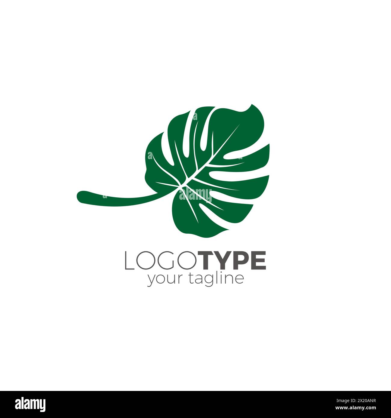 Design Monstera Leaf Logo. Logo Leaf Nature Illustrazione Vettoriale