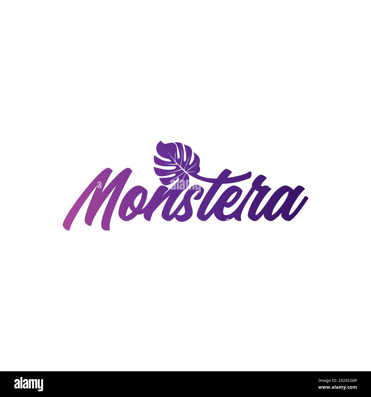 Splendido logo tipografico Monstera, logo Monstera Illustrazione Vettoriale