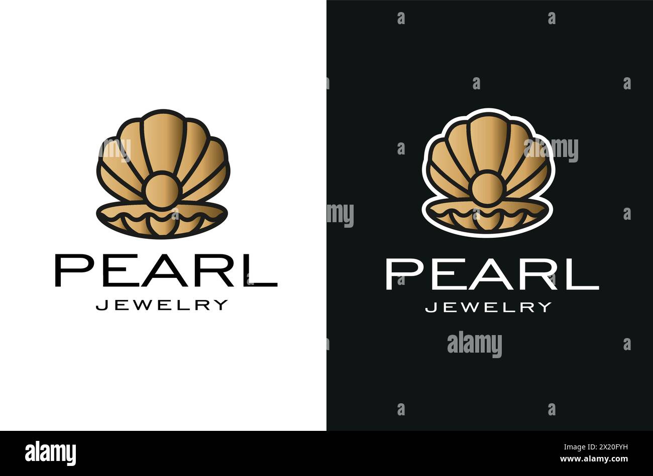 Illustrazione di Golden Shell con logo Pearl Elegant Luxury Shell Illustrazione Vettoriale