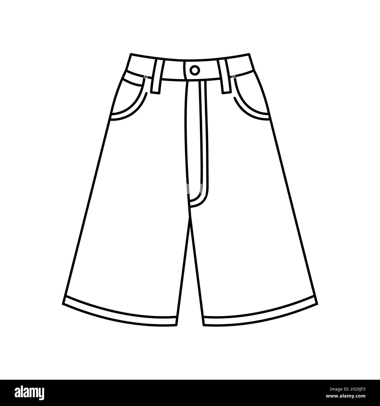Icona colore linea Bermuda shorts. Firma per pagina Web, app mobile, pulsante, logo. Pulsante isolato vettore. Traccia modificabile. Illustrazione Vettoriale