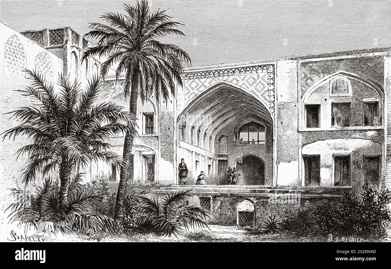 Palazzo Seyed Assadullah-Khan, Shushtar. Iran. Medio Oriente. Disegno di Barclay. Persia, Chaldea e Susiana 1881-1882 di Jane Dieulafoy (1851 - 1916) le Tour du Monde 1886 Foto Stock