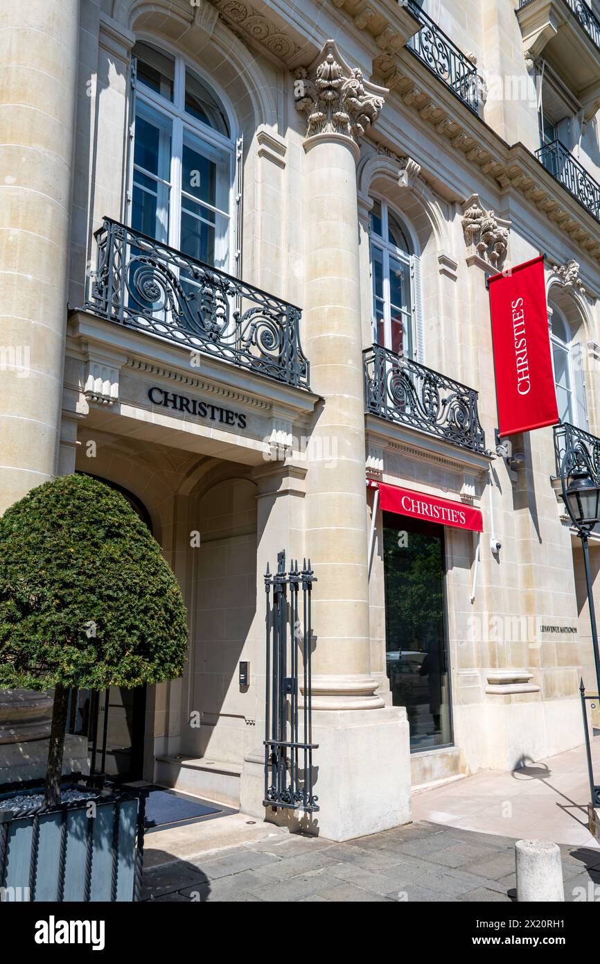 Vista esterna dell'edificio Christie's a Parigi, Francia. Christie's è una casa d'aste internazionale con sede a Londra, Regno Unito Foto Stock