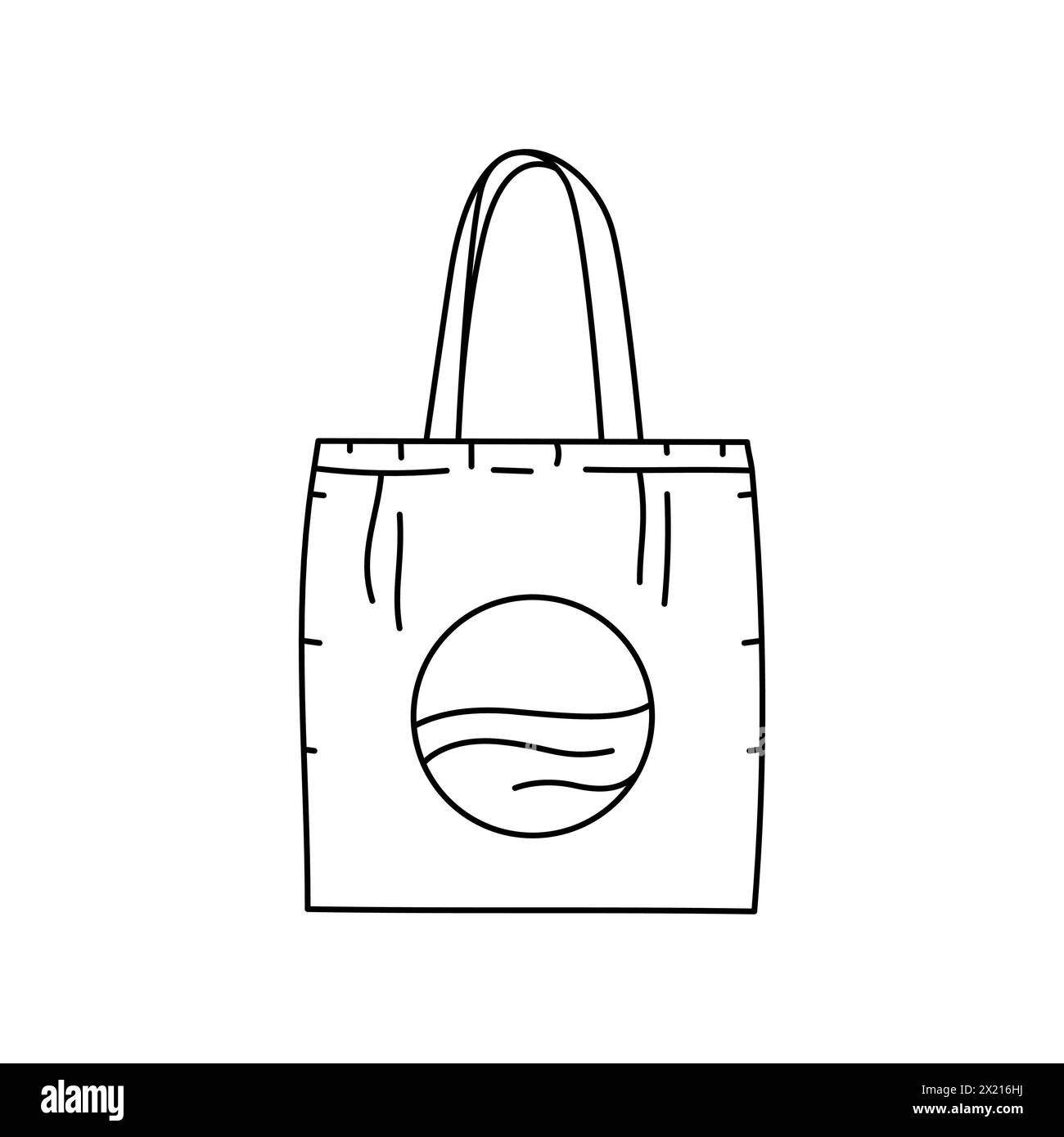 Borsa tote riutilizzabile per l'icona del colore della linea della spesa. Insegna in cotone eco bag per pagina Web, app mobile, pulsante, logo. Pulsante isolato vettore. Traccia modificabile. Illustrazione Vettoriale