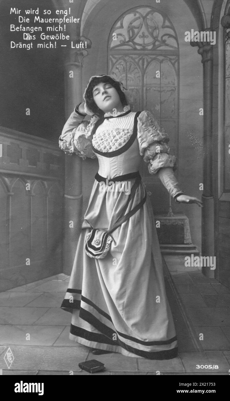 persone, donne, donna nel medioevo, costume medievale, poesia, cartolina, circa 1910, ULTERIORI-DIRITTI-AUTORIZZAZIONE-INFORMAZIONI-NON-DISPONIBILI Foto Stock