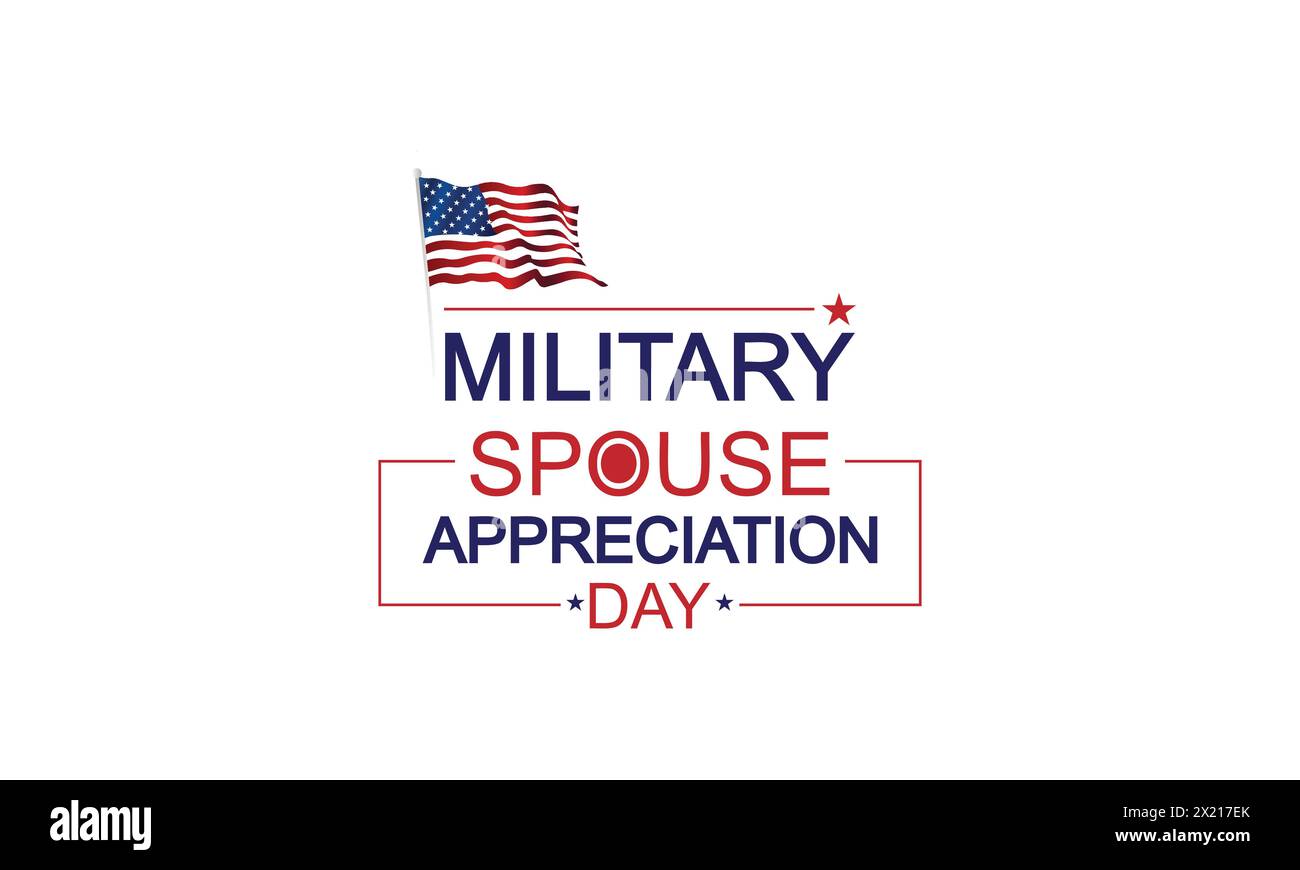 Il coniuge militare apprezza Un tributo di cuore con l'illustrazione della bandiera Illustrazione Vettoriale