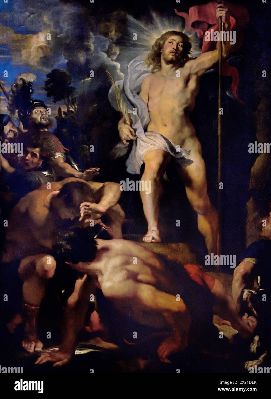 La Resurrezione di Cristo 1612 di Peter Paul Rubens (1577-1640), la Cattedrale di nostra Signora - Onze-lieve-Vrouwekathedraal, Anversa, Belgio. ( 1352 costruzione terminata nel 1521) Gotico . La risurrezione di Gesù, nucleo della fede cristiana, memoriale per i defunti perché raffigura che l'amore eterno di Dio è inarrestabile e trionfa sulla morte. Foto Stock