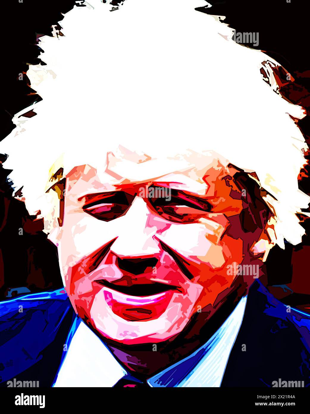 Arte, ritratto illustrativo dell'ex primo ministro del Regno Unito, Boris Johnson, Alexander Boris de Pfeffel Johnson, politico, giornalista Foto Stock