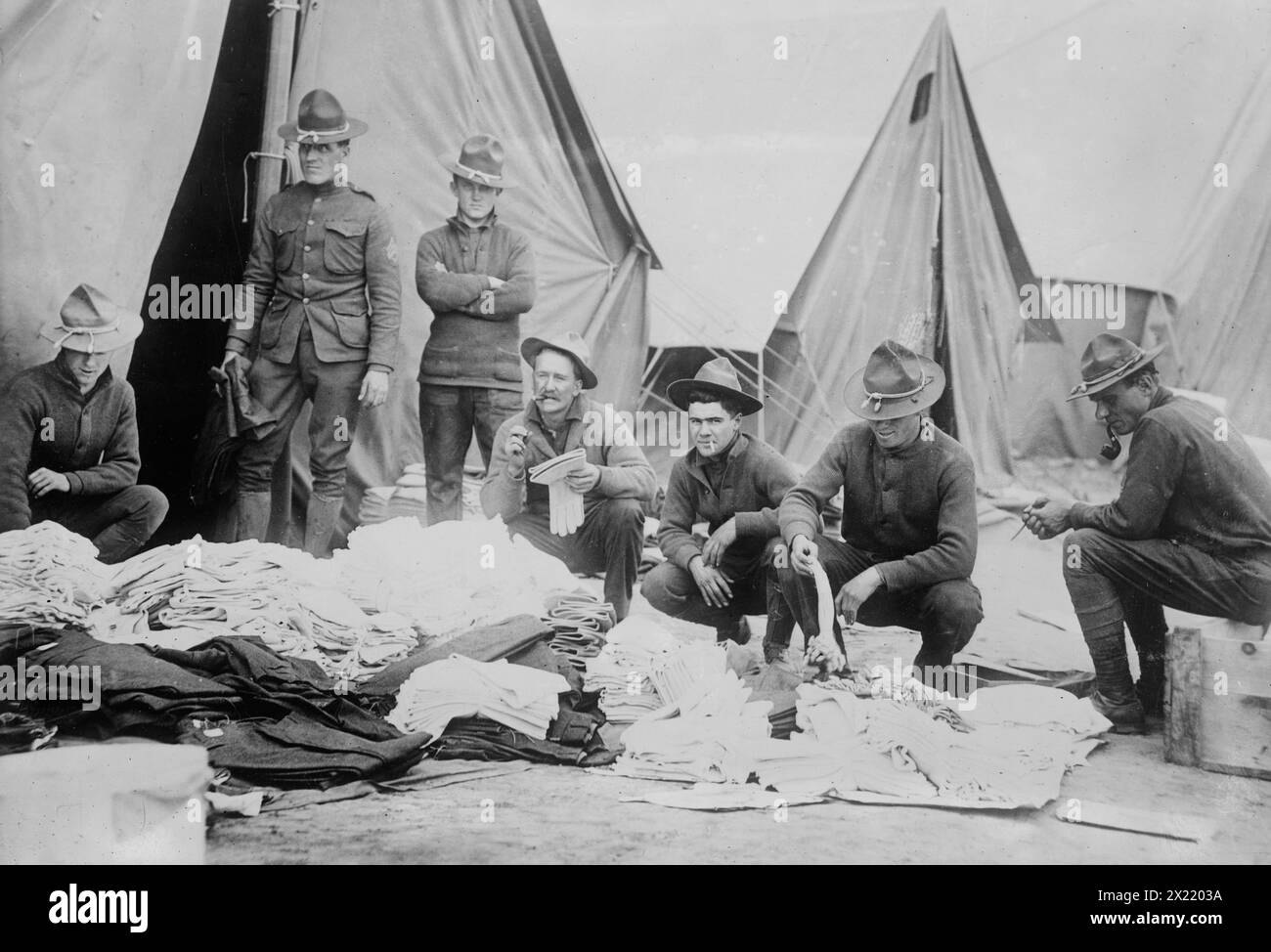 Soldati a Camp Cotton, confine con il Texas, tra il c1910 e il c1915. Foto Stock