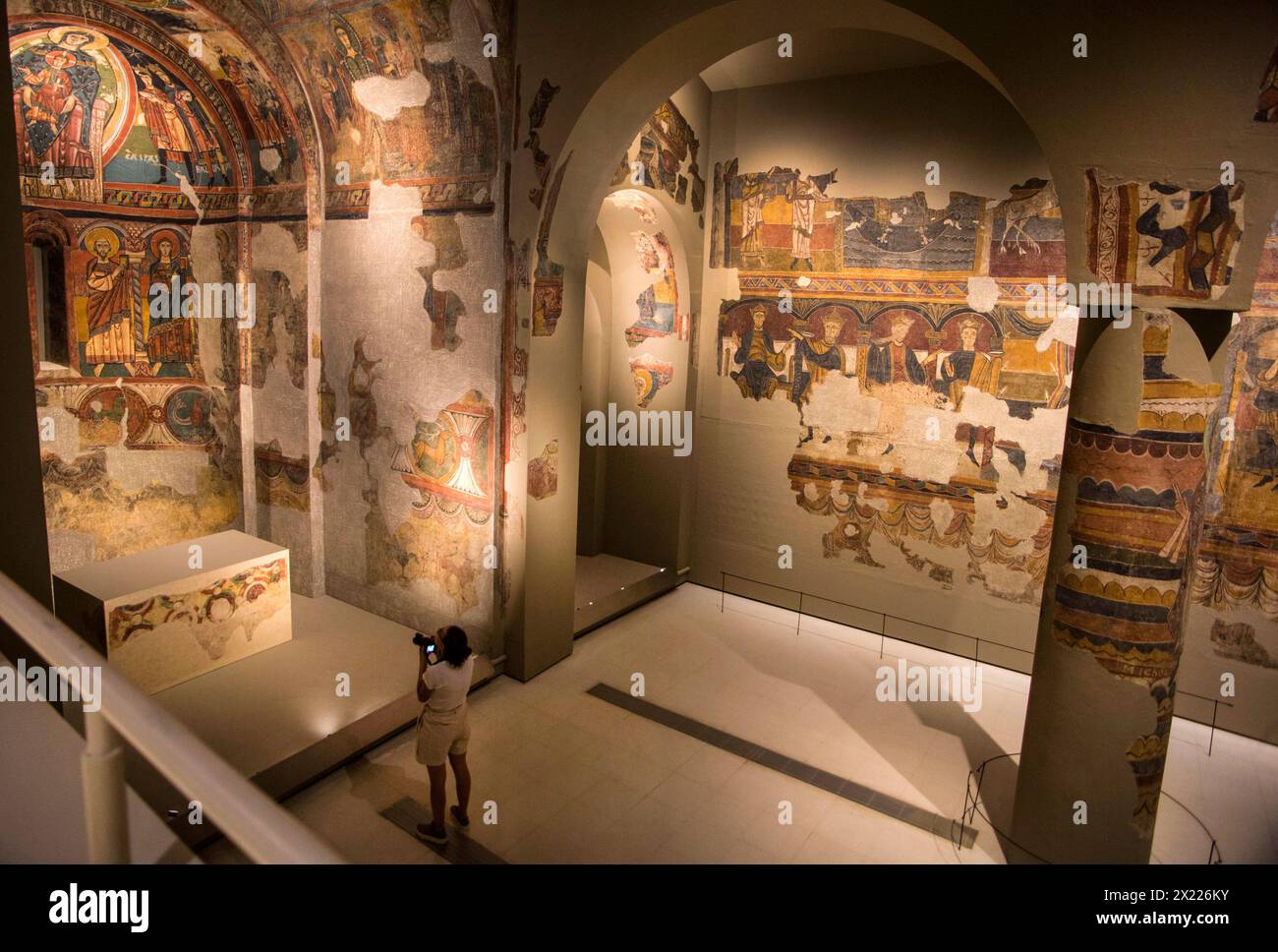 Barcellona: MNAC, Museo Nazionale d'Arte della Catalogna, romanico della Valle di Boí Foto Stock