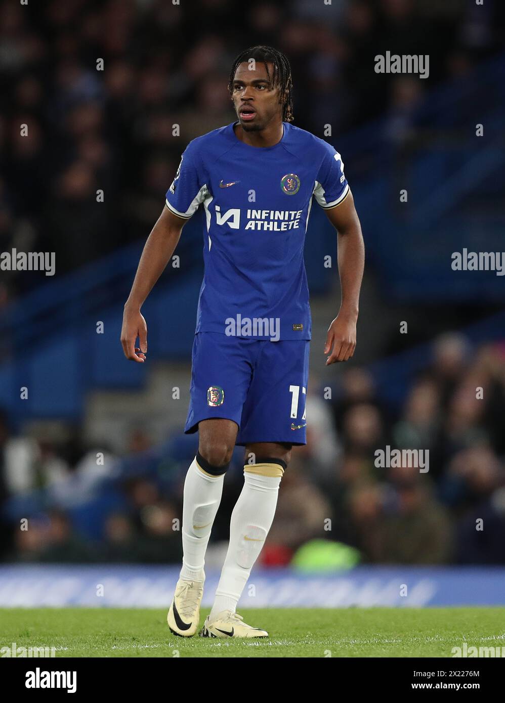 Carney Chukwuemeka di Chelsea. - Chelsea contro Everton, Premier League, Stamford Bridge Stadium, Londra, Regno Unito - 15 aprile 2024. Solo per uso editoriale - si applicano restrizioni DataCo. Foto Stock