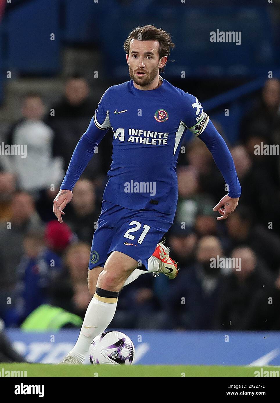 Ben Chilwell di Chelsea. - Chelsea contro Everton, Premier League, Stamford Bridge Stadium, Londra, Regno Unito - 15 aprile 2024. Solo per uso editoriale - si applicano restrizioni DataCo. Foto Stock