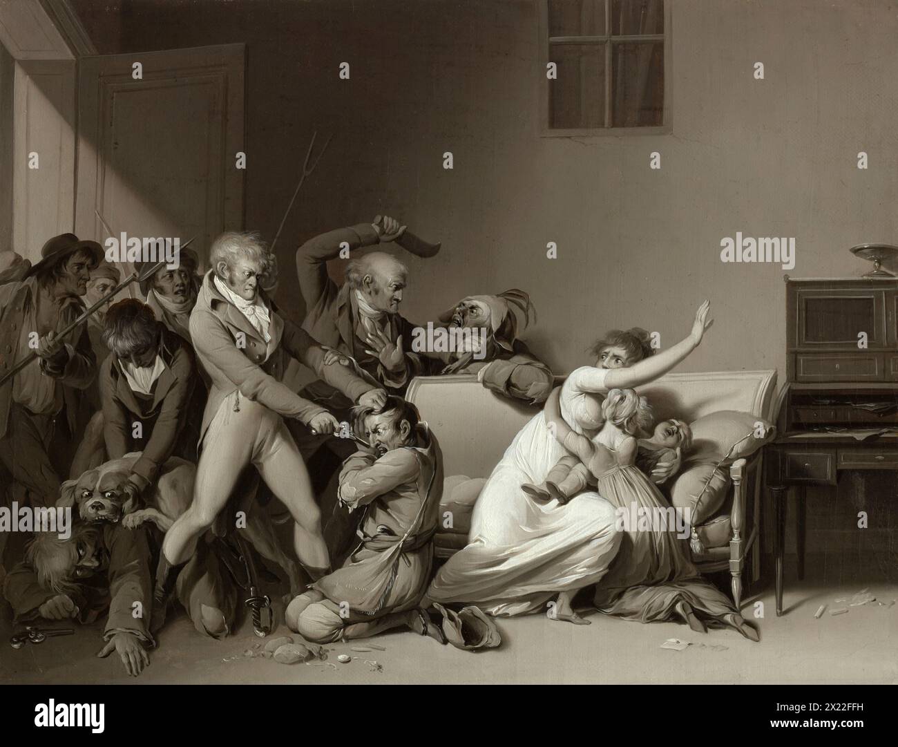 Seconda scena di ladri: I ladri arrestati, 1810. L'opera è composta da una coppia: La prima scena raffigura il furto di una casa borghese in corso, mentre questo dipinto mostra la seconda scena&#x2014;la scoperta del crimine. La storia drammatica, raccontata attraverso le figure&#x2019; gesti ed espressioni teatrali, ha ispirato una commedia basata sulle due composizioni. Foto Stock