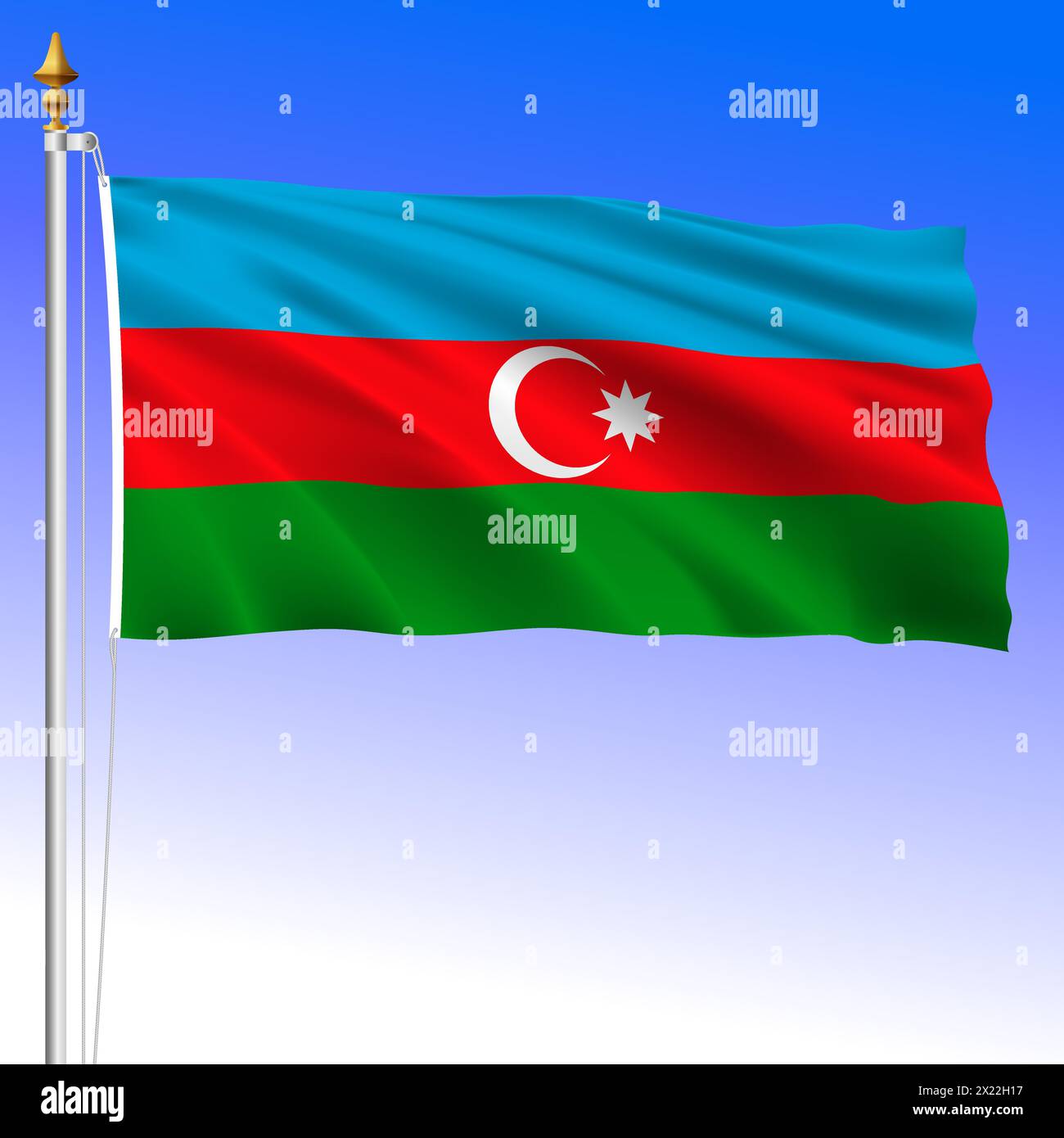 Bandiera ufficiale dell'Azerbaigian, paese asiatico ed europeo, illustrazione vettoriale Illustrazione Vettoriale
