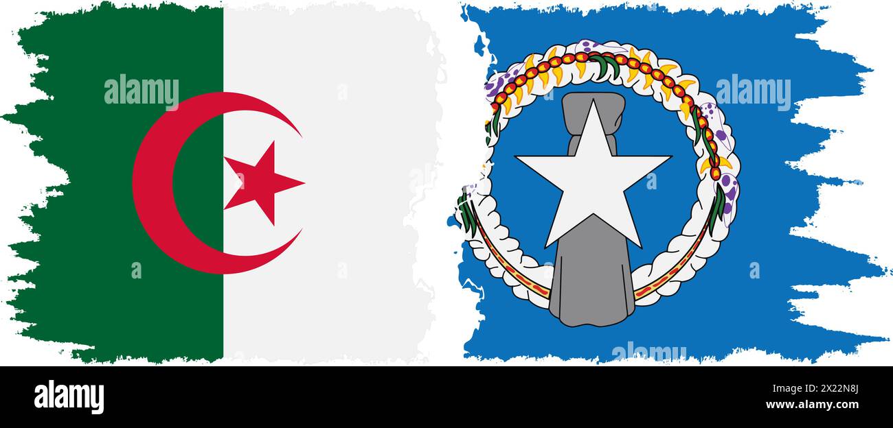 Isole Marianne Settentrionali e Algeria grunge flag Connection, vettore Illustrazione Vettoriale