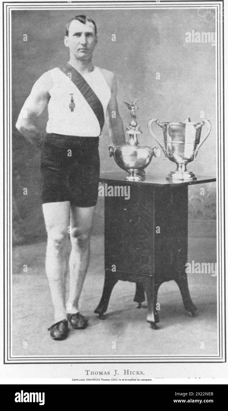 Thomas John Hicks, atleta statunitense di atletica leggera. Ha vinto la maratona alle Olimpiadi estive del 1904 a St. Louis, Missouri, Stati Uniti Foto Stock