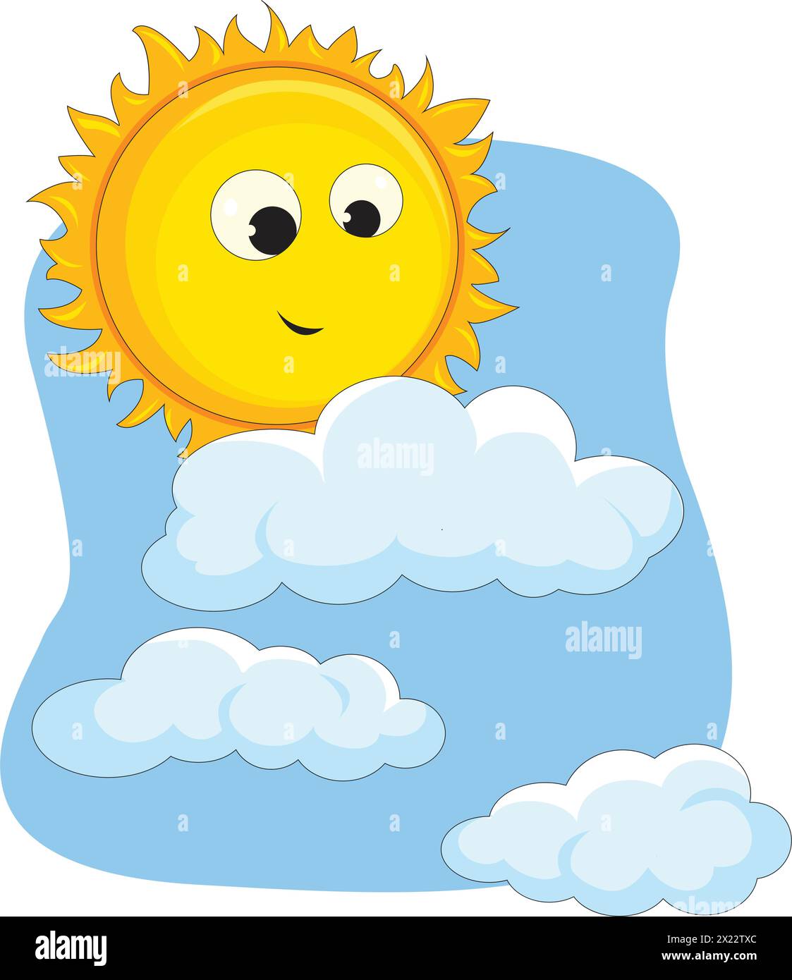 Bella illustrazione vettoriale di sole e nuvole sorridenti Illustrazione Vettoriale