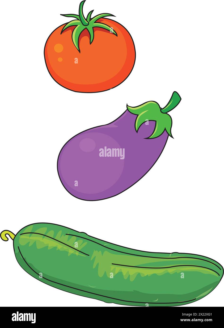 Pomodoro vettoriale, brinjal e boccale Illustrazione Vettoriale