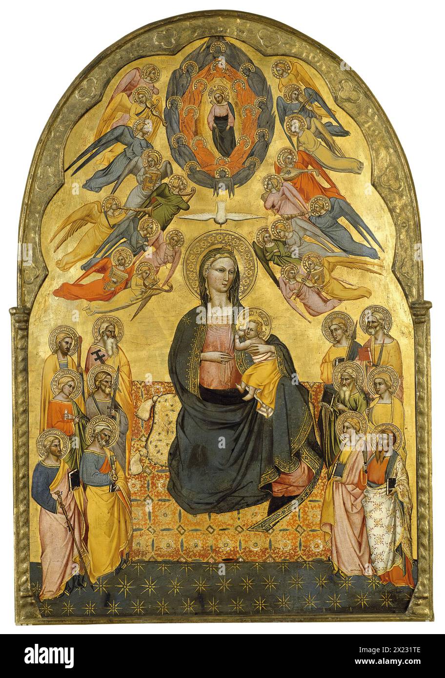 La Vergine dell'umiltà con il Santo padre, lo Spirito Santo e i dodici Apostoli, 1375. Foto Stock