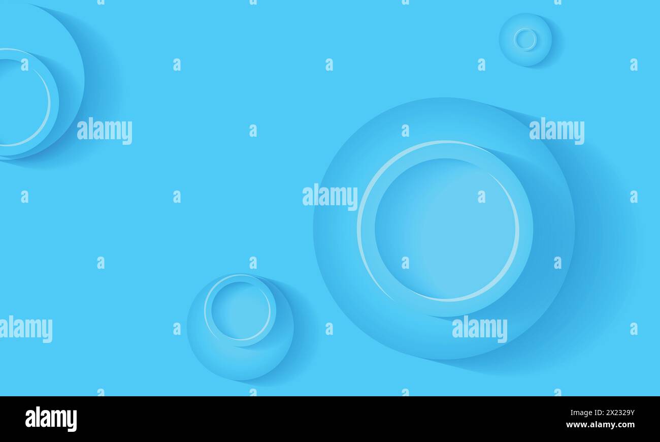 Cerchi disegno di ripetizione di sfondo astratto. Forma circolare blu dinamica con ombra Illustrazione Vettoriale