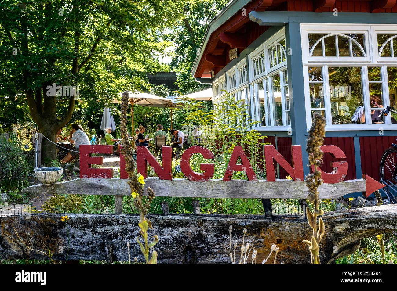 Cafe Tea Bowl, Prerow, Graal Müritz, Costa del Mar Baltico, Meclemburgo Pomerania occidentale, Germania Foto Stock