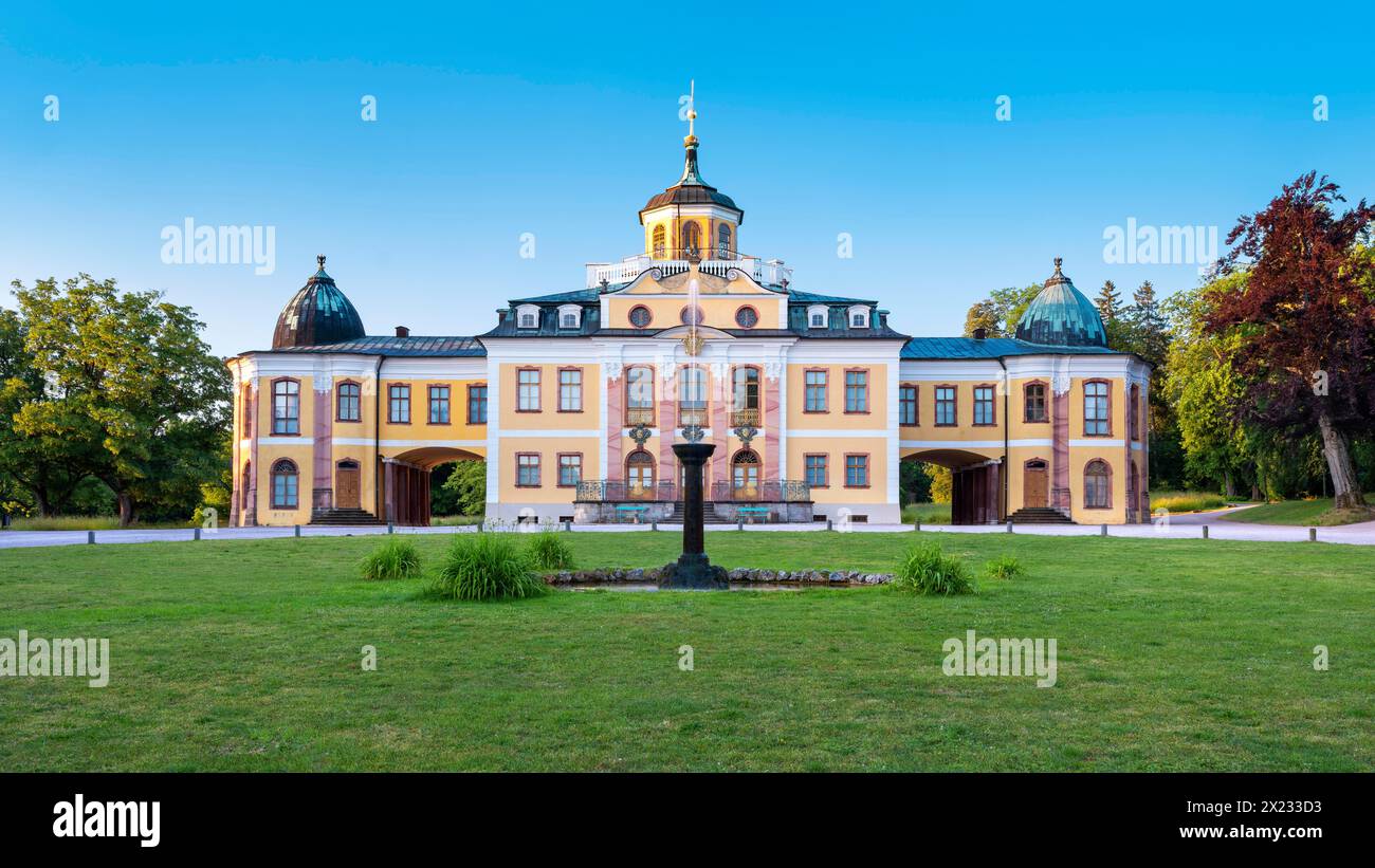 Palazzo del Belvedere con fontana, Weimar, patrimonio dell'umanità dell'UNESCO, Weimar, Turingia, Germania Foto Stock