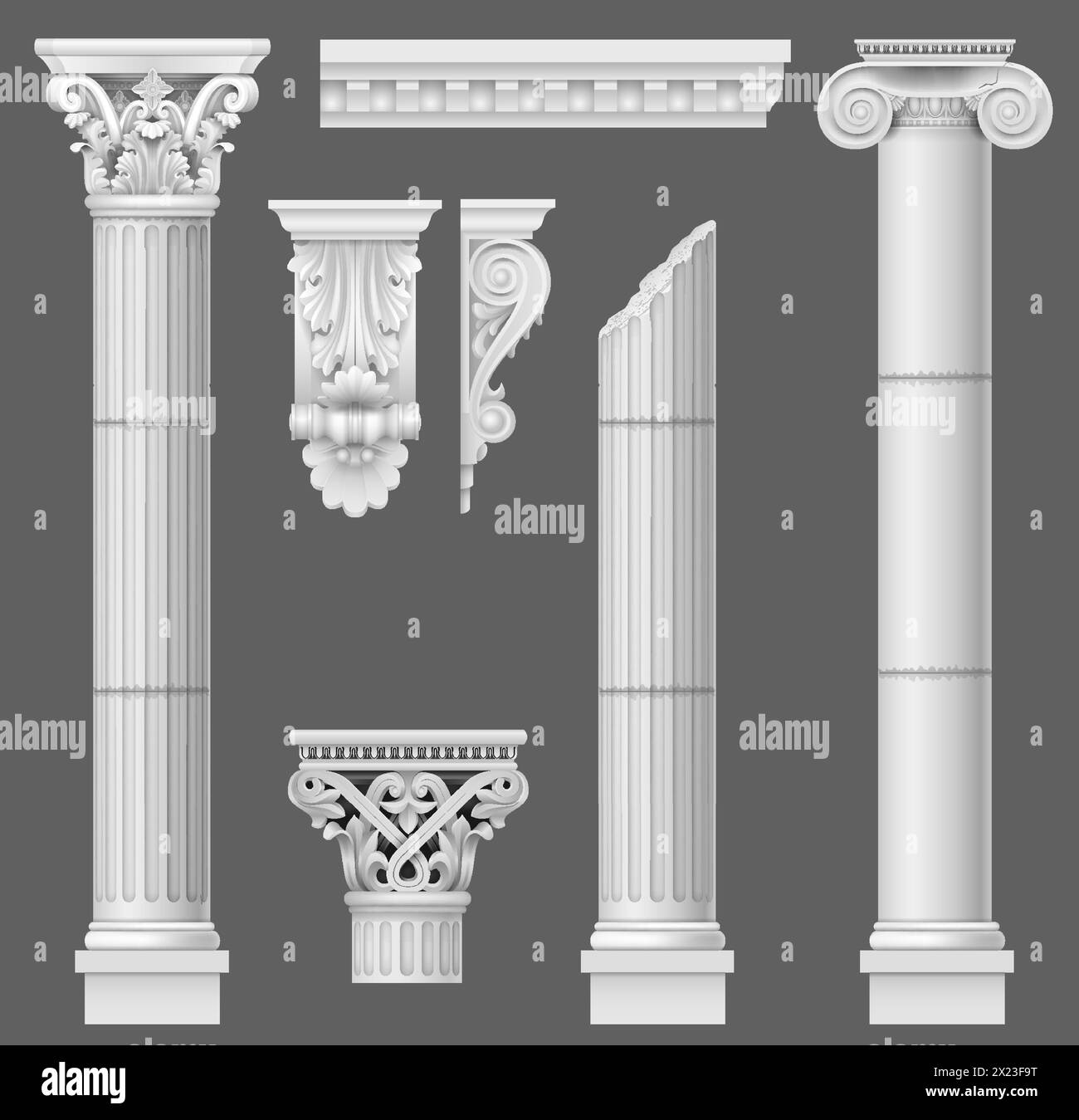Set di vecchie colonne classiche Illustrazione Vettoriale