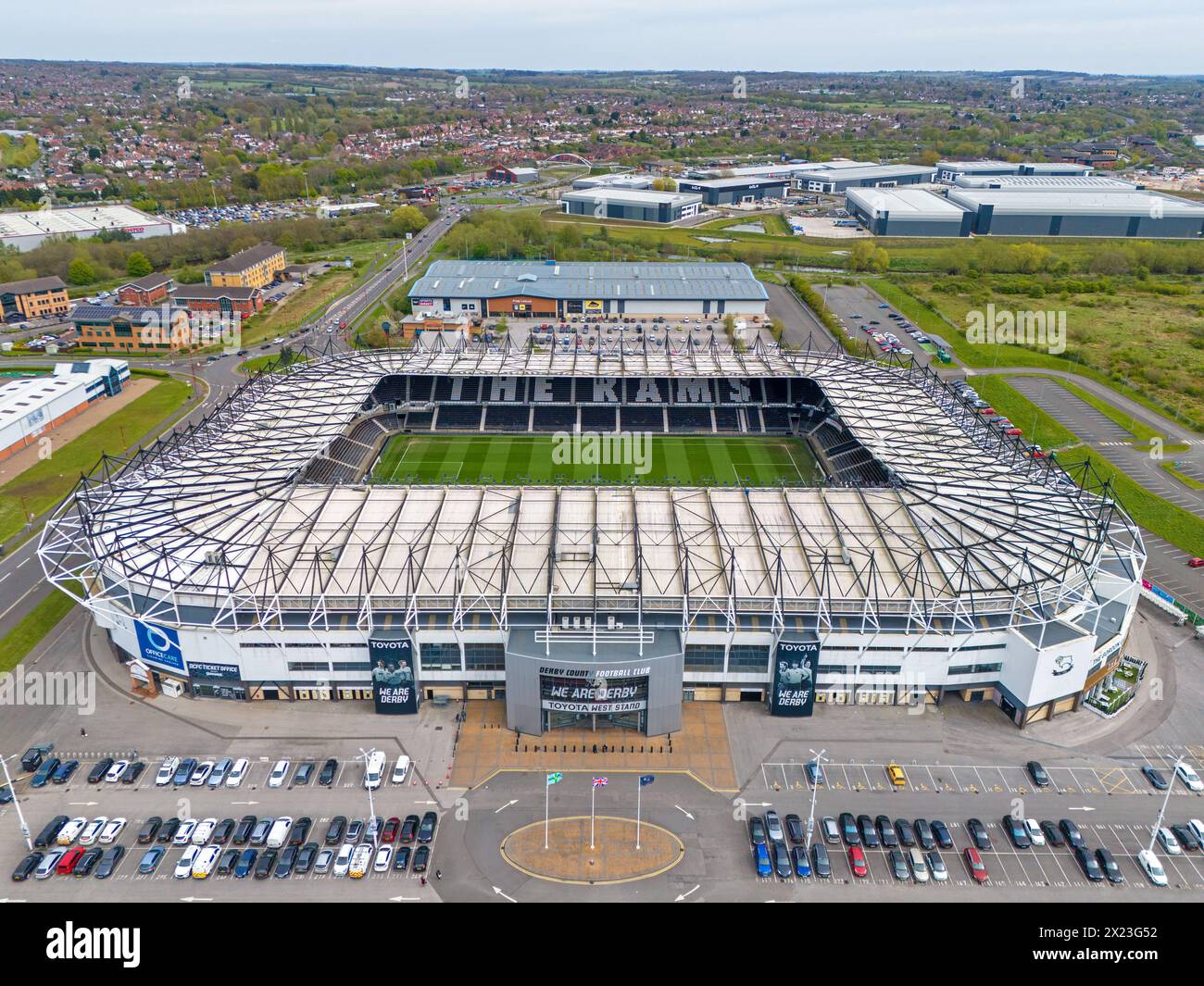 Derby County Football Club, Pride Park Stadium. Immagine aerea. 18 aprile 2024 Foto Stock