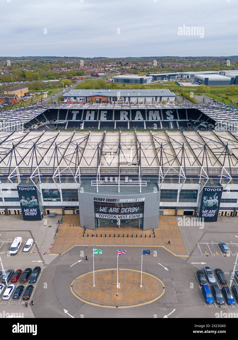 Derby County Football Club, Pride Park Stadium. Immagine aerea. 18 aprile 2024 Foto Stock