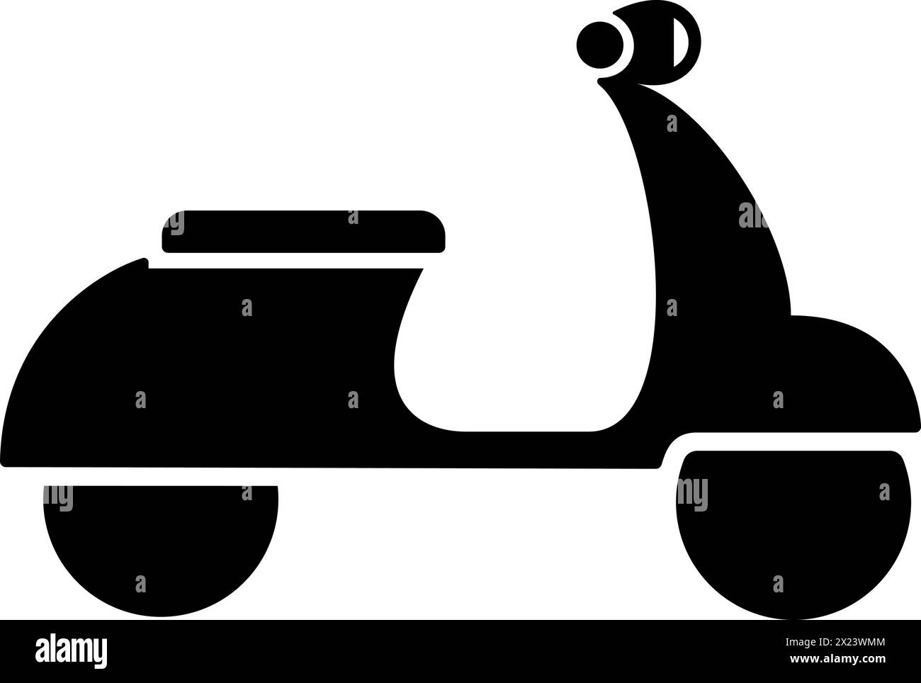 Icona scooter piatto o ciclomotore come simbolo per il design della pagina Web del trasporto di densità Illustrazione Vettoriale