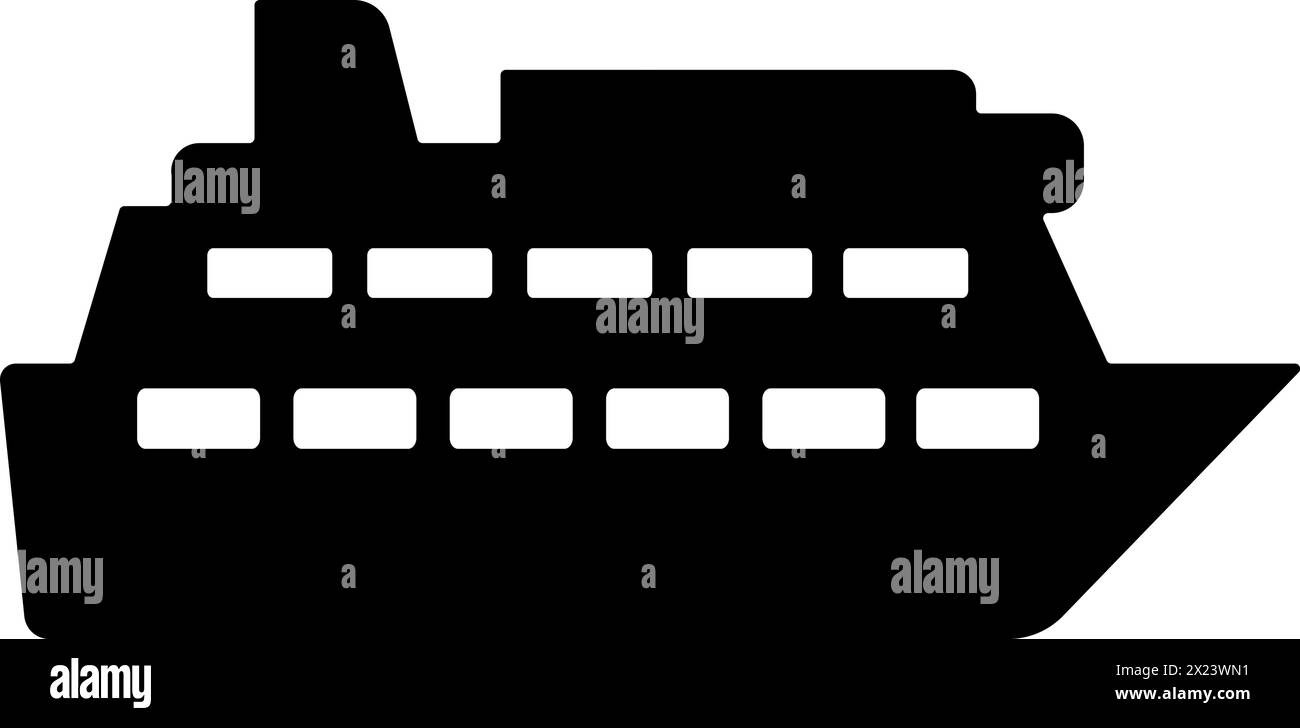 Icona di nave piatta come simbolo della pagina Web di spedizione o crociera Illustrazione Vettoriale