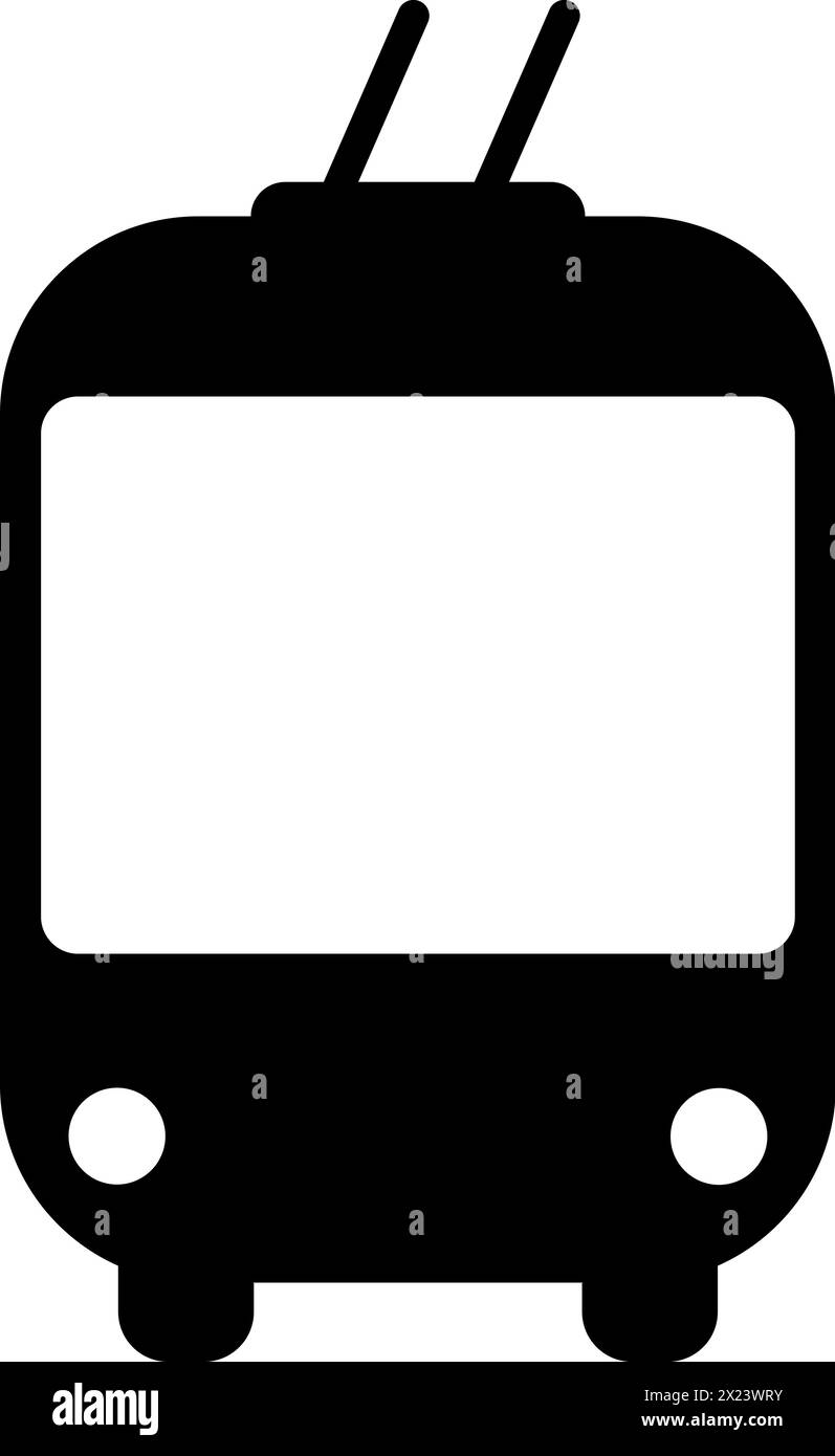 Icona del filobus piatto come segno per il design della pagina Web del trasporto passeggeri di tipo "sity" Illustrazione Vettoriale