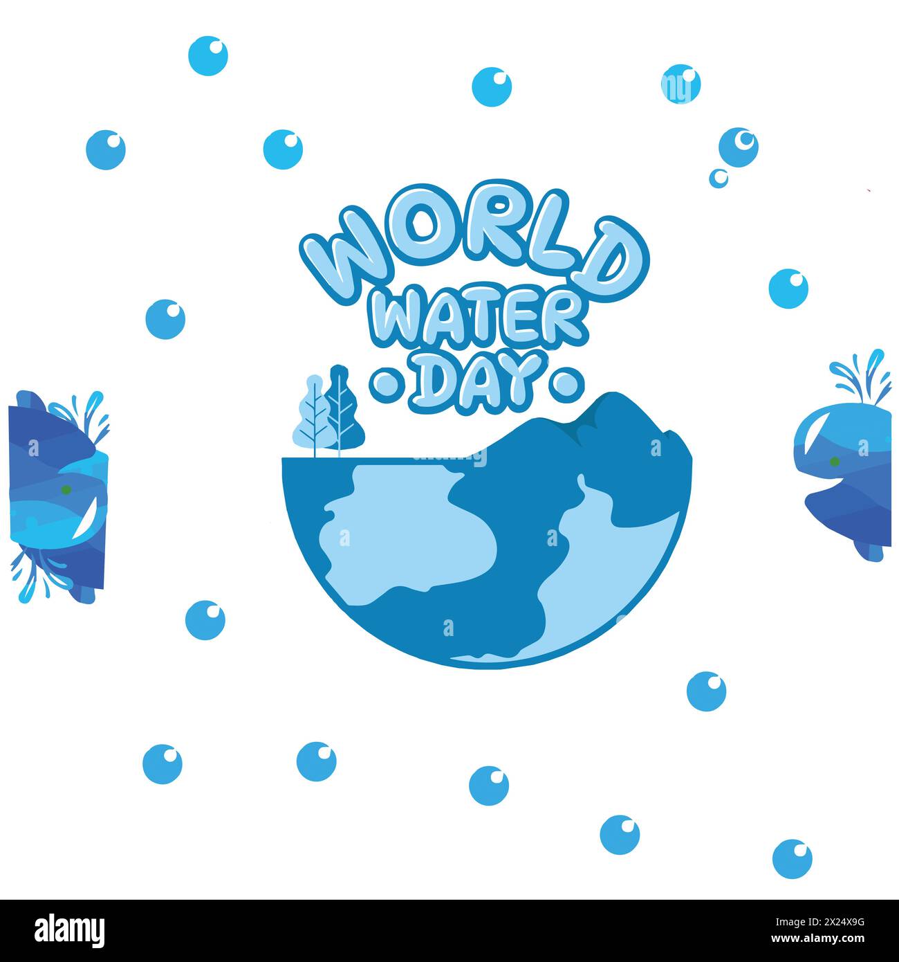 Salviamo i nostri oceani. Giornata mondiale dell'acqua. Illustrazione Vettoriale