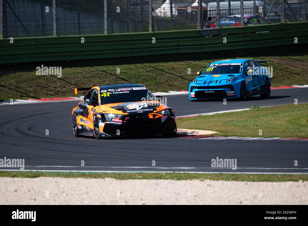 Circuito di Vallelunga, Roma, Italia 19-04-2024 - FIA TCR World Tour, prove libere. Victor Fernández (Audi, Auto Club RC2 Valles) in azione sul circuito. Foto: Fabio Pagani/Alamy Live News Foto Stock