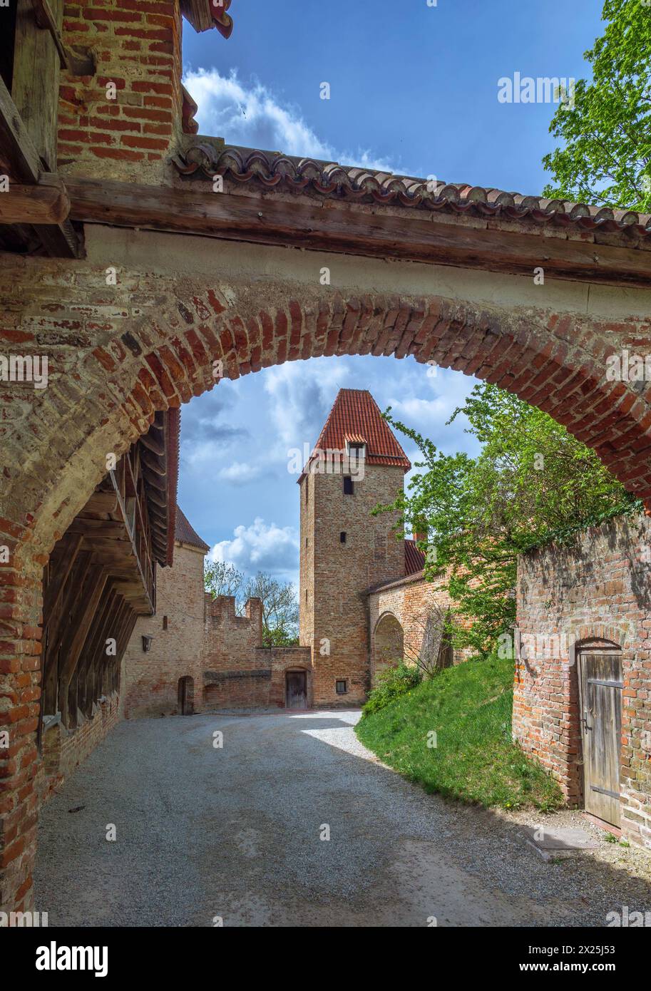 Wehrgang der historischen Burg Trausnitz a Landshut, Niederbayern, Bayern, Deutschland, Europa Wehrgang der historischen Burg Trausnitz a Landshut, Foto Stock