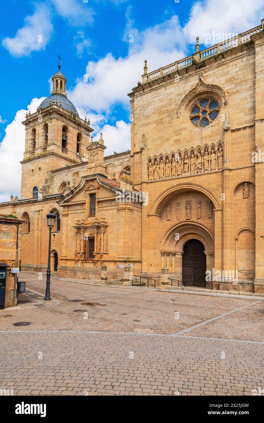 Vista della Cattedrale di Ciudad Rodrigo. Ciudad Rodrigo è una piccola città della provincia di Salamanca, Castilla y Leon, Spagna. La cattedrale ha quattro porte Foto Stock
